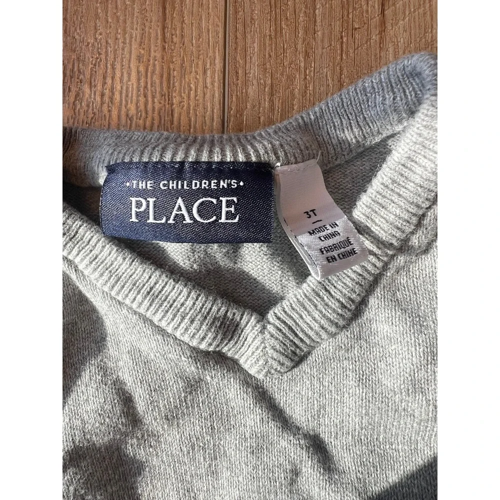The Childrens Place Sweater Vest 3T Navy Gray 2 Pack Set Lot Cotton V-Neck Knit
